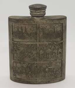 R.M. Thailand pewter hip flask - as per photo