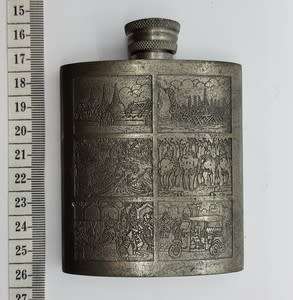 R.M. Thailand pewter hip flask - as per photo