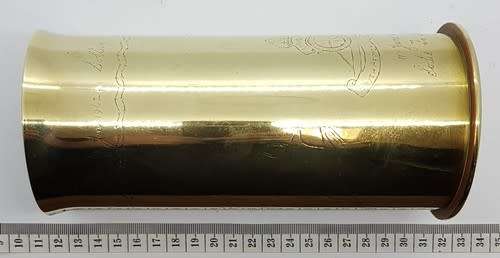 WWII Canon shell trench art - engraved Africa Continent by Sodie To Made 11 June 1942 - as per photo