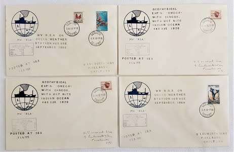 RSA Paquebot FDC - Geophysical Exp. Omega with Sancor WITS UCT NITR, Indian Ocean 1970