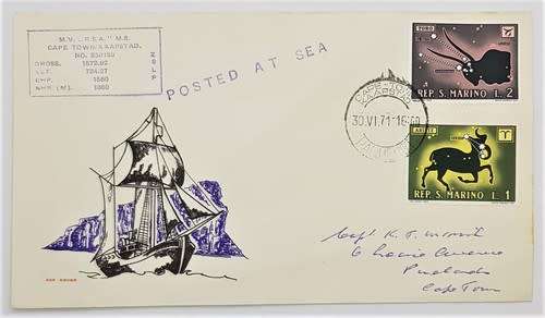 RSA - 1969 Paquebot FDC - Posted at the sea as per photo