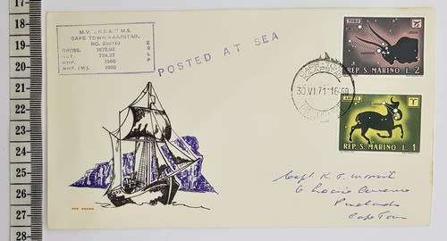 RSA - 1969 Paquebot FDC - Posted at the sea as per photo