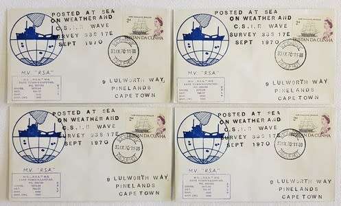 RSA Baquebot FDC- Posted at Sea on Weather and C.S.I.R. wave survey 1970 - as per photo