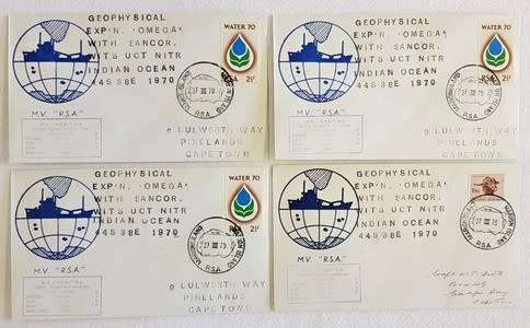 RSA Paquebot FDC - Geophysical Expedition Omega with Sancor WITS UCT NITR, Indian Ocean 1970