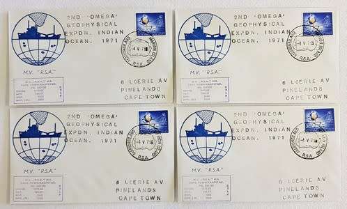 RSA Paquebot FDC - 2nd Omega geophysical expedition, Indian Ocean 1971 - as per photo