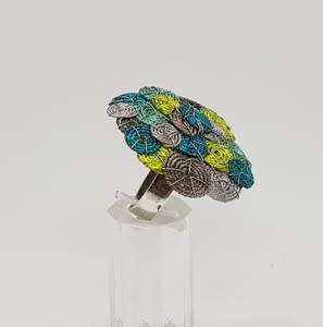 925 Silver colorful ring,  size M/52 - 11.3 grams - as per photo