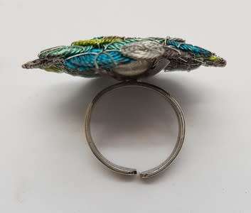 925 Silver colorful ring,  size M/52 - 11.3 grams - as per photo