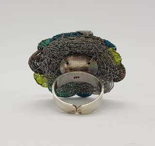 925 Silver colorful ring,  size M/52 - 11.3 grams - as per photo