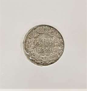 1921 Switzerland 1/2 Franc coin - as per scan