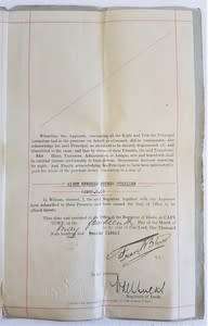 Deed of Transfer in favor of William Gibson Robb -1920 Woodstock - as per photo