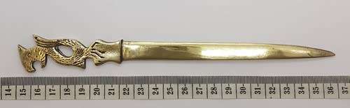 Brass letter opener made in Hong Kong - as per photo