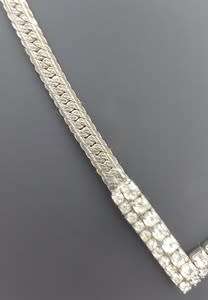 Vintage Silver necklace and earring set with white stones 24 cm - as per photo