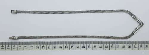Vintage Silver necklace and earring set with white stones 24 cm - as per photo