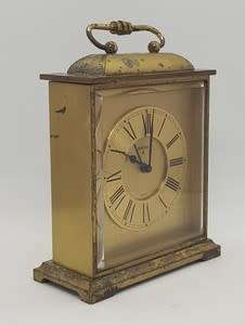 Swiza 8 Brass travel clock - not working and damage to casing - as per photo