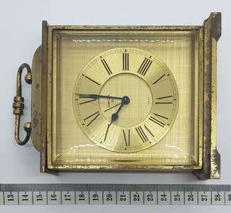 Swiza 8 Brass travel clock - not working and damage to casing - as per photo