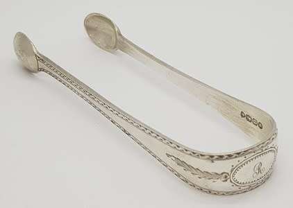 Victorian Sterling Silver Sugar Tongs Brights Cut, Hallmarked Sterling 1877 weight 48g as per photo