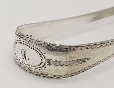 Victorian Sterling Silver Sugar Tongs Brights Cut, Hallmarked Sterling 1877 weight 48g as per photo