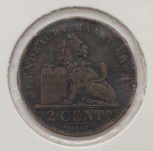 1911 Belgium Eendracht Maakt Macht 2 Cent -  as per photo