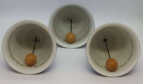 Set of 3 Bing and Grondahl , Copenhagen Porcelain Bells in original casings - as per photo