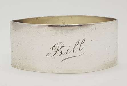 Hallmark Silver serviette ring - engraved -  weight 24g as per photo