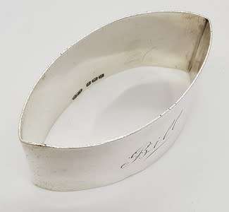 Hallmark Silver serviette ring - engraved -  weight 24g as per photo