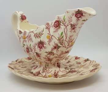 Copeland Spode Rosebud Chintz 1920s gravy boat - as per photo