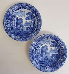 Pair of Copeland Spode Italian salad bowls - one bowl chip repaired - as per photo