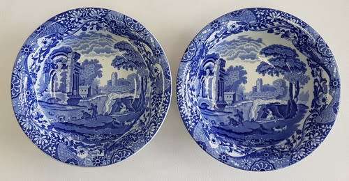 Pair of Copeland Spode Italian salad bowls - one bowl chip repaired - as per photo