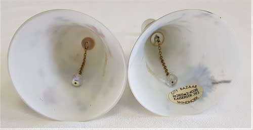 Pair of glass flower pattern bells made in Italy as per photo