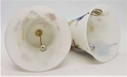 Pair of glass flower pattern bells made in Italy as per photo