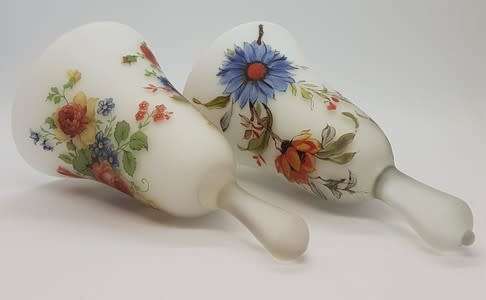 Pair of glass flower pattern bells made in Italy as per photo