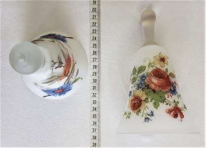 Pair of glass flower pattern bells made in Italy as per photo