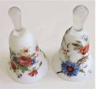 Pair of glass flower pattern bells made in Italy as per photo