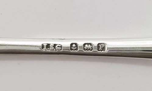 Set of 6 Hallmark Silver spoons and sugar tong in box - as per photo