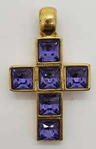 Costume jewellery Cross with purple stones - as per photo