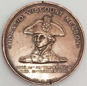 Foudroyant - Lord Nelson`s Flagship medallion - made from copper of vessel after breaking up aps