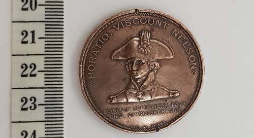 Foudroyant - Lord Nelson`s Flagship medallion - made from copper of vessel after breaking up aps