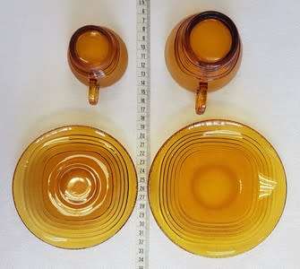 21 piece Duralex tea cups, espresso cups and dessert bowls made in France as per photo