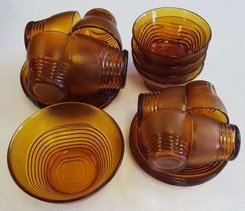21 piece Duralex tea cups, espresso cups and dessert bowls made in France as per photo