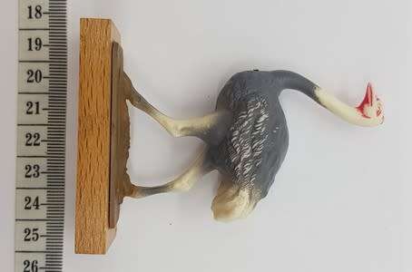 1968 Plastic Ostrich figurine on wooden base- as per photo
