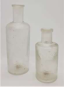 Pair of vintage perfume bottles height 13cm  and 9cm - as per photo
