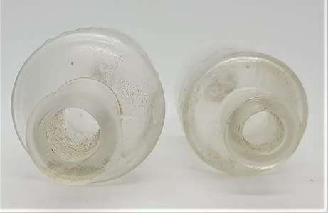 Pair of vintage perfume bottles height 13cm  and 9cm - as per photo