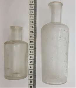Pair of vintage perfume bottles height 13cm  and 9cm - as per photo