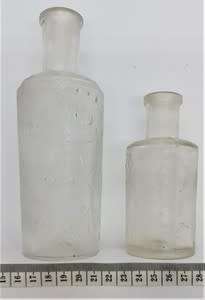 Pair of vintage perfume bottles height 13cm  and 9cm - as per photo