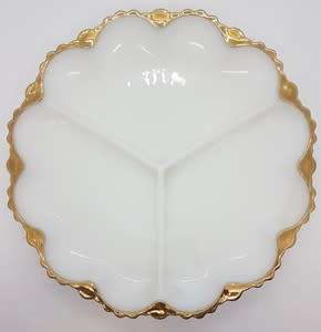 White Glass Sweets Server with Gold Rim as per photo