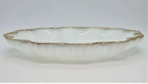 White Glass Sweets Server with Gold Rim as per photo