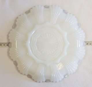 White Glass Sweets Server with Gold Rim as per photo