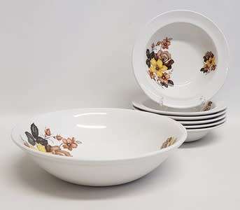 Royal Tudor Ware Ironstone pudding bowl set incl 1 large bowl and 6 dessert bowls as per photo