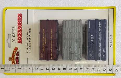 Bachmann Accessories 3 Large containers 00 Gauge sealed in packaging as per photo