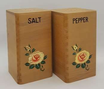 Set of wood salt and pepper shakers - as per photo